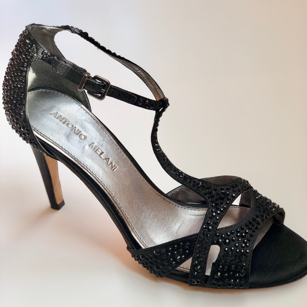 Antonio Melani Black Rhinestone Studded Pumps